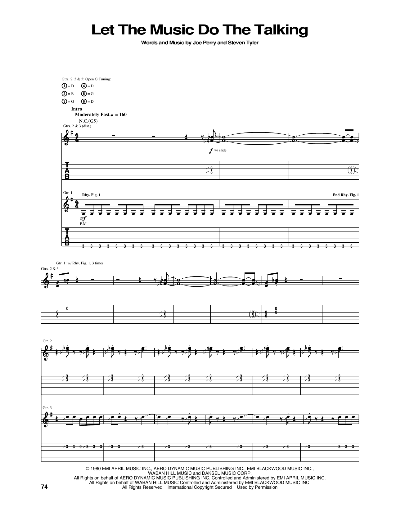 Aerosmith Let The Music Do The Talking sheet music notes and chords arranged for Piano, Vocal & Guitar Chords (Right-Hand Melody)