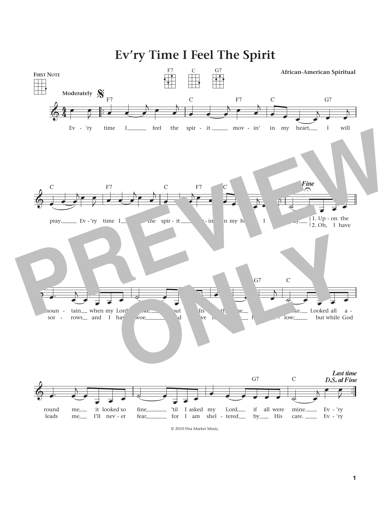 African-American Spiritual Every Time I Feel The Spirit (from The Daily Ukulele) (arr. Liz and Jim Beloff) sheet music notes and chords arranged for Ukulele