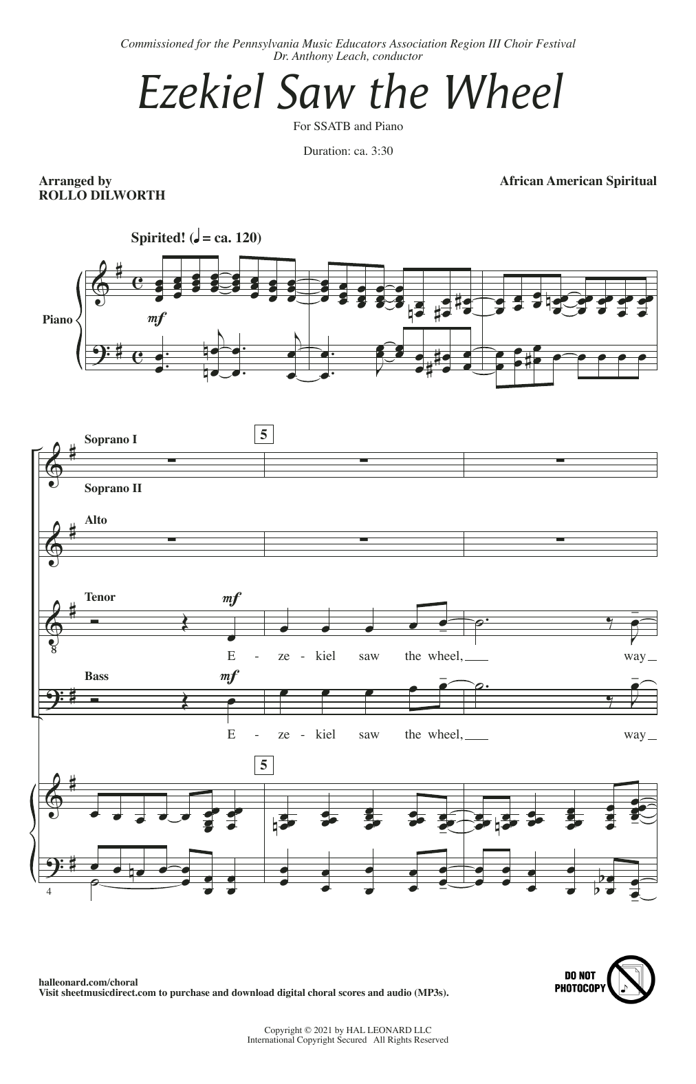 African American Spiritual Ezekiel Saw The Wheel (arr. Rollo Dilworth) sheet music notes and chords arranged for SATB Choir