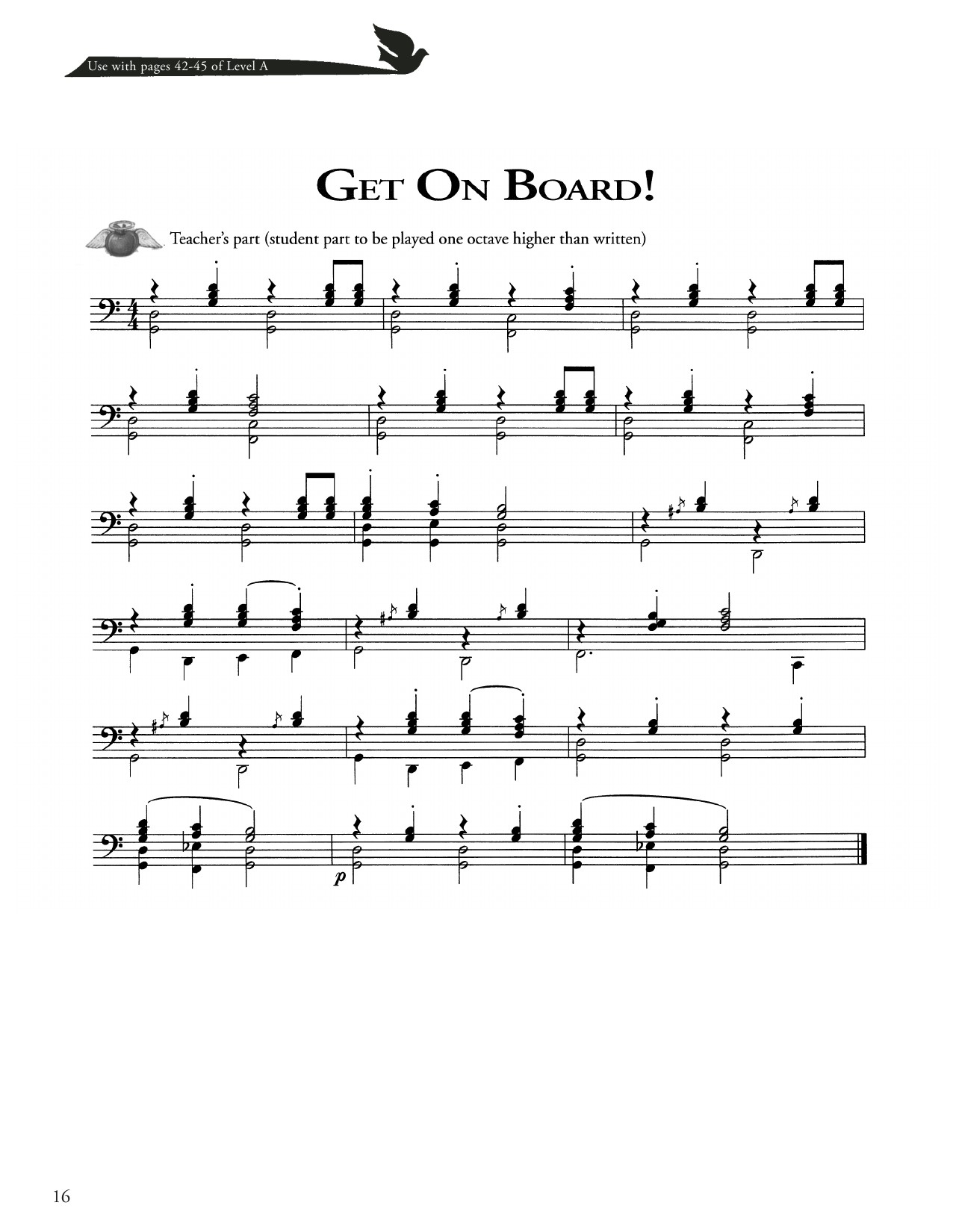 African American Spiritual Get On Board! sheet music notes and chords arranged for Piano Method