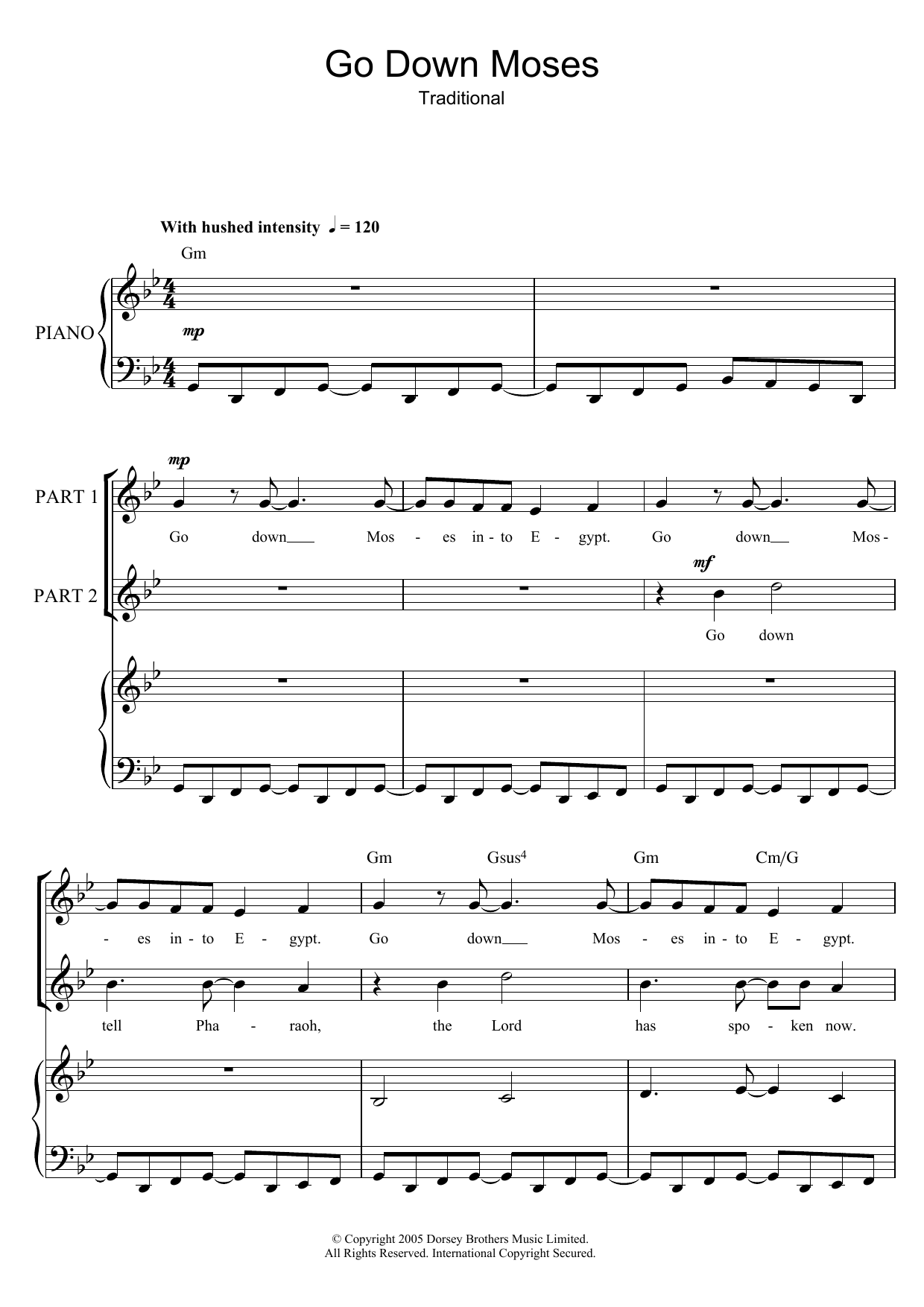 African-American Spiritual Go Down Moses (arr. Rick Hein) sheet music notes and chords arranged for Choir