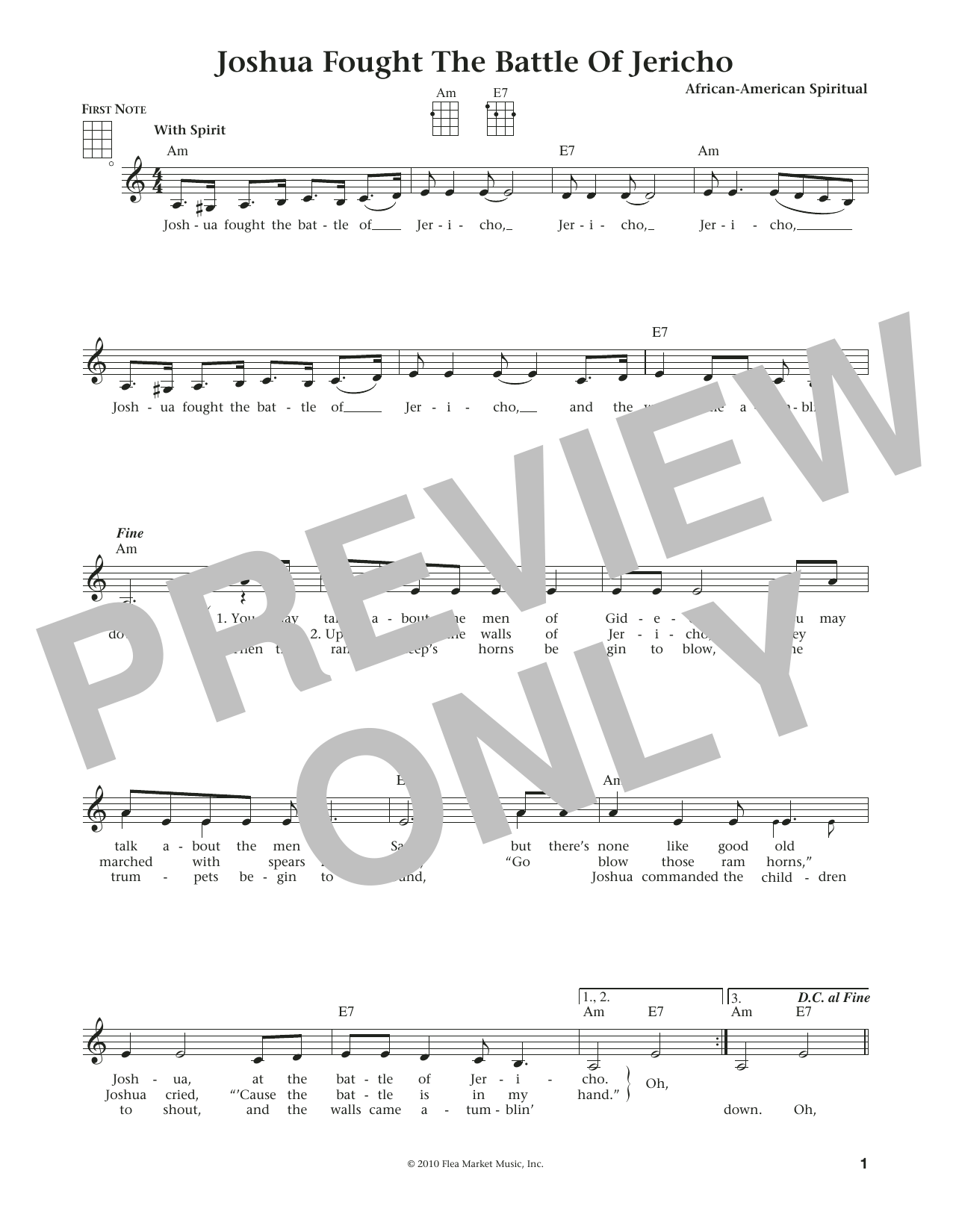 African-American Spiritual Joshua (Fit The Battle Of Jericho) (from The Daily Ukulele) (arr. Liz and Jim Beloff) sheet music notes and chords arranged for Ukulele