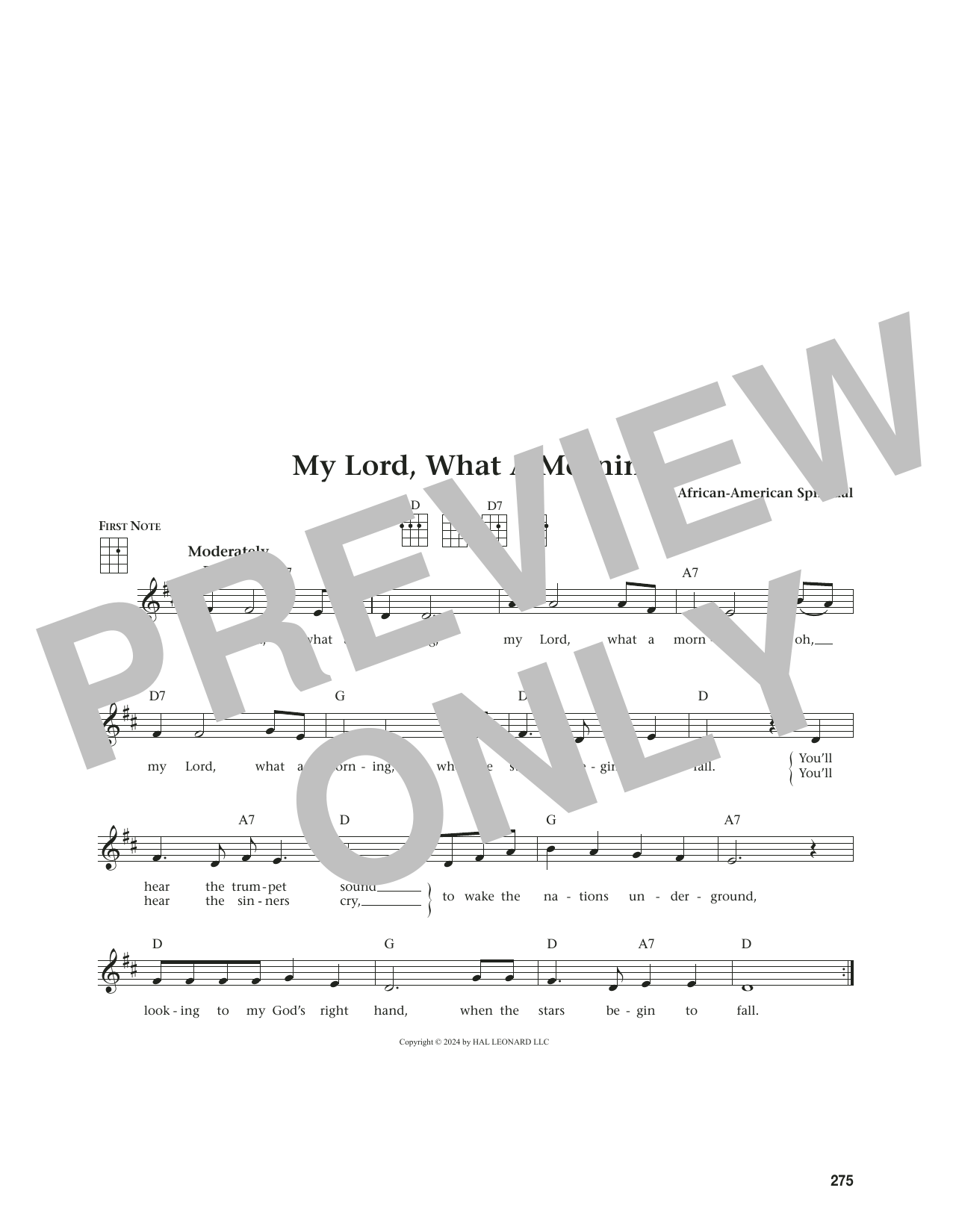 African American Spiritual My Lord, What A Morning (from The Daily Ukulele) (arr. Jim Beloff) sheet music notes and chords arranged for Ukulele
