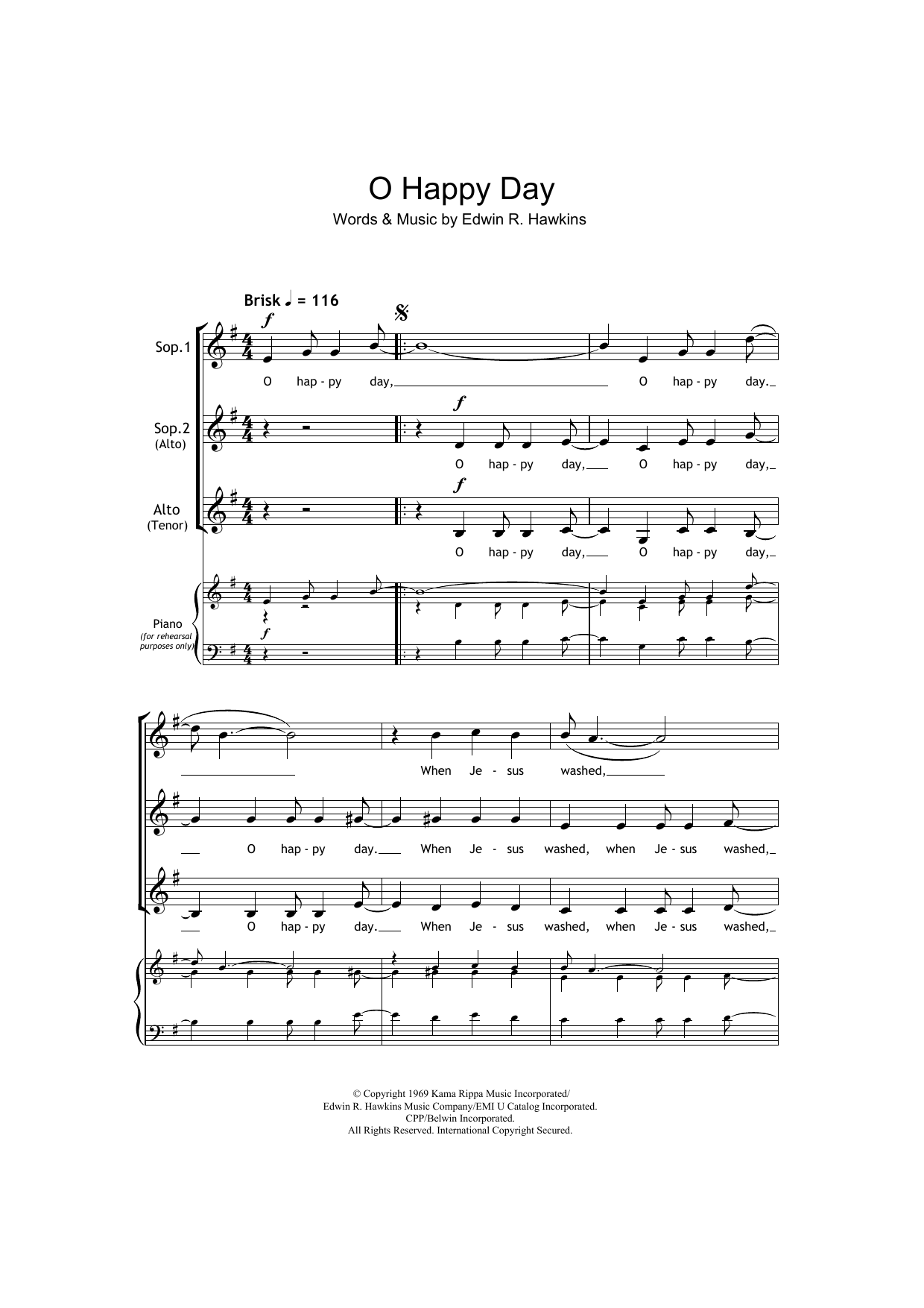 African-American Spiritual Oh Happy Day (arr. Barrie Carson Turner) sheet music notes and chords arranged for SSA Choir