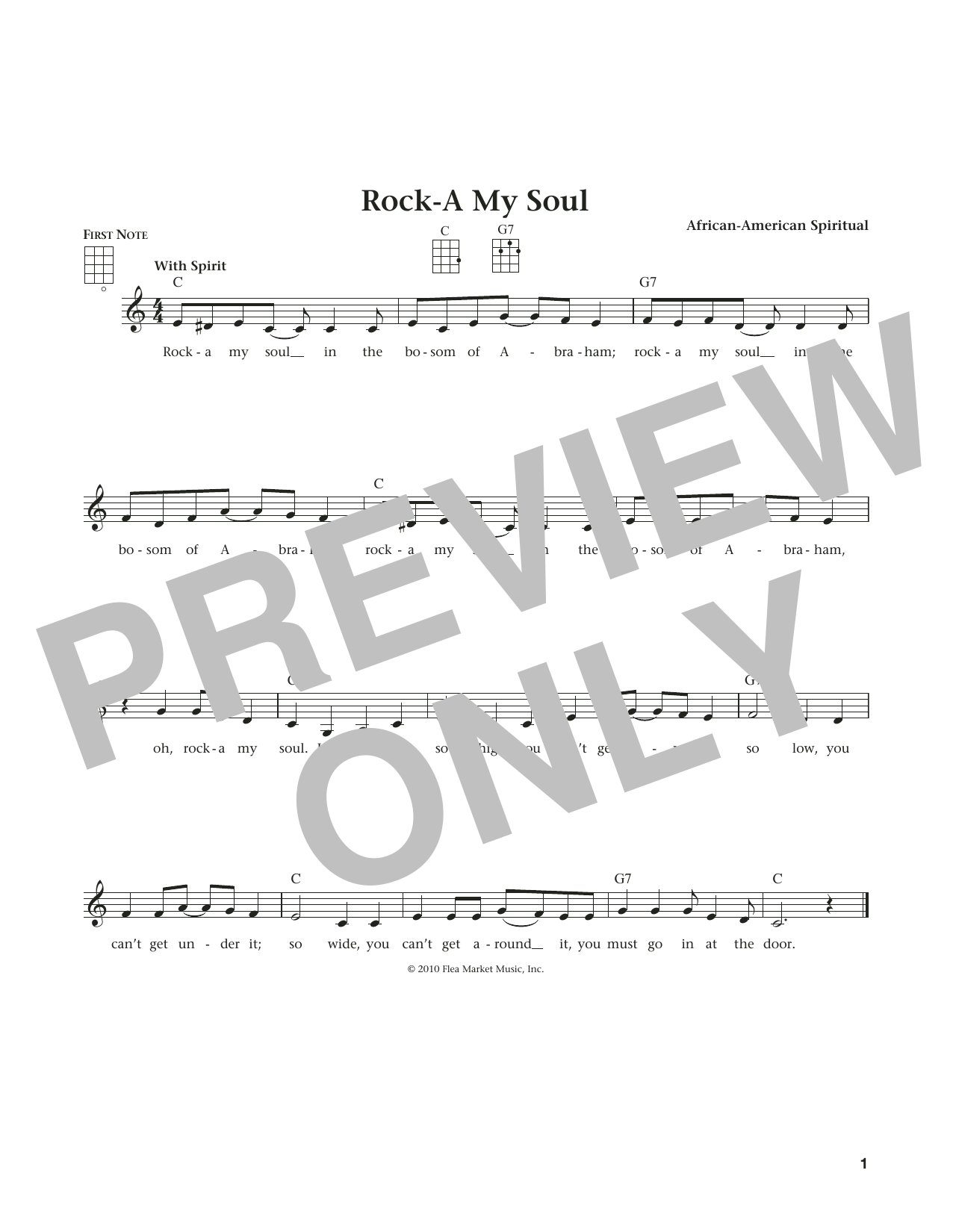 African-American Spiritual Rock-A-My Soul (from The Daily Ukulele) (arr. Liz and Jim Beloff) sheet music notes and chords arranged for Ukulele