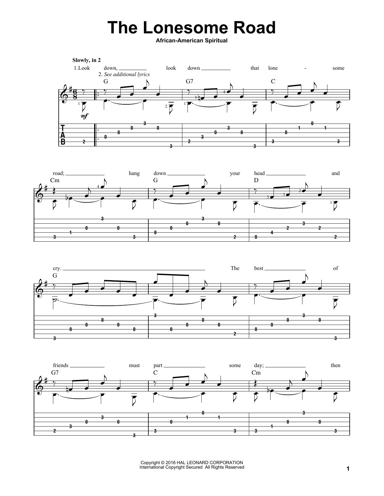 Mark Phillips The Lonesome Road sheet music notes and chords arranged for Solo Guitar