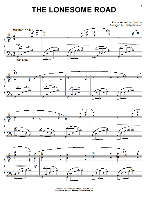 African-American Spiritual The Lonesome Road (arr. Phillip Keveren) sheet music notes and chords arranged for Piano Solo
