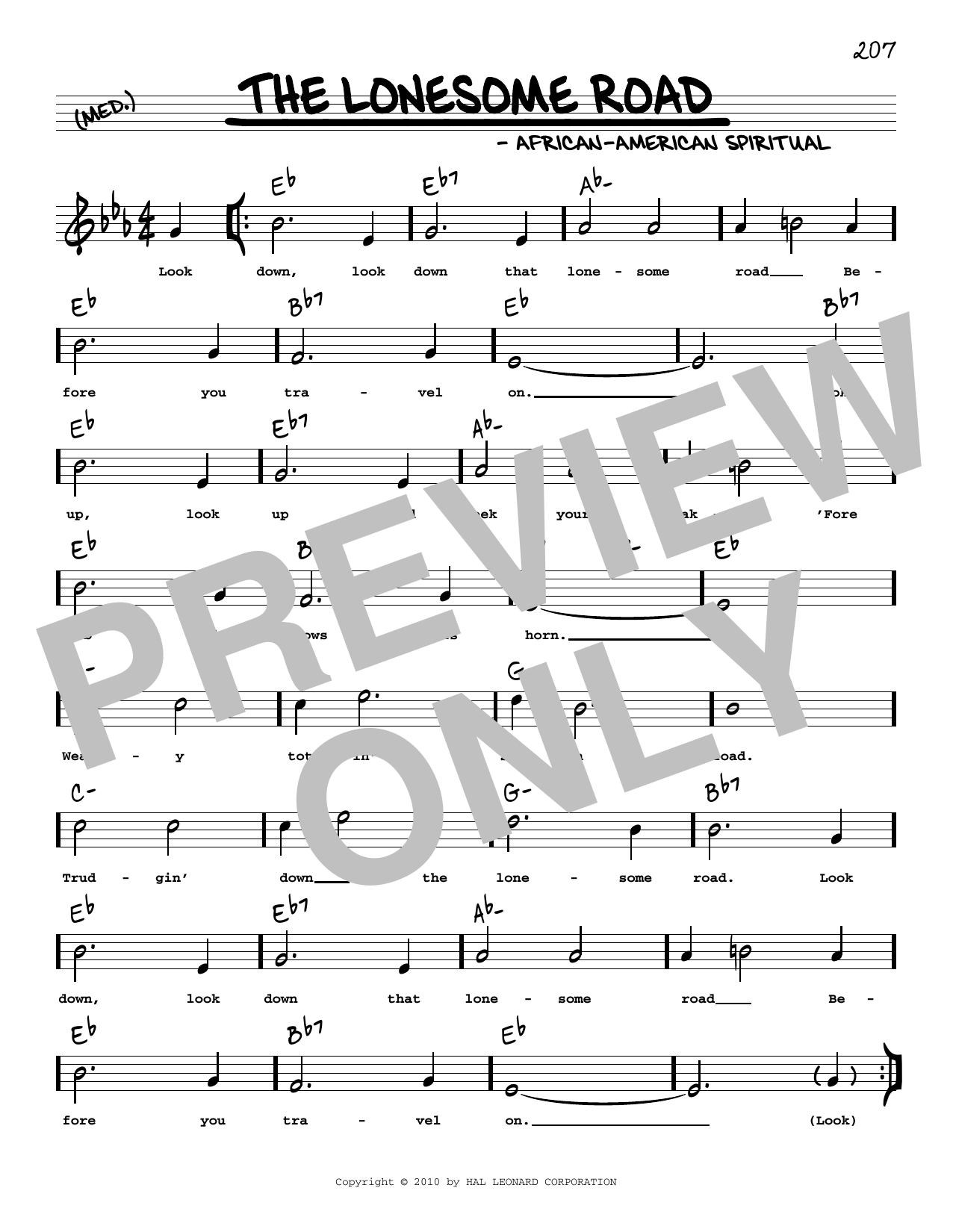 African-American Spiritual The Lonesome Road (arr. Robert Rawlins) sheet music notes and chords arranged for Real Book – Melody, Lyrics & Chords