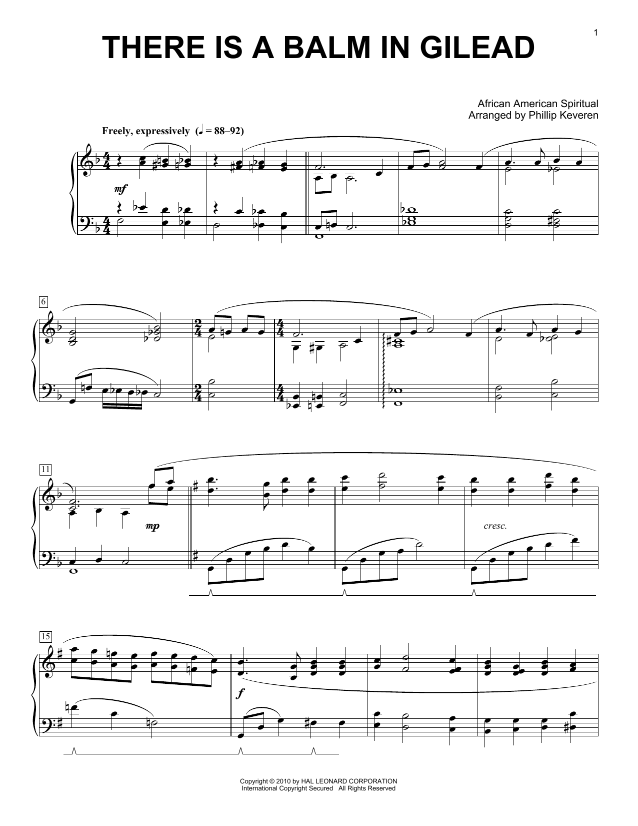 African-American Spiritual There Is A Balm In Gilead (arr. Phillip Keveren) sheet music notes and chords arranged for Piano Solo