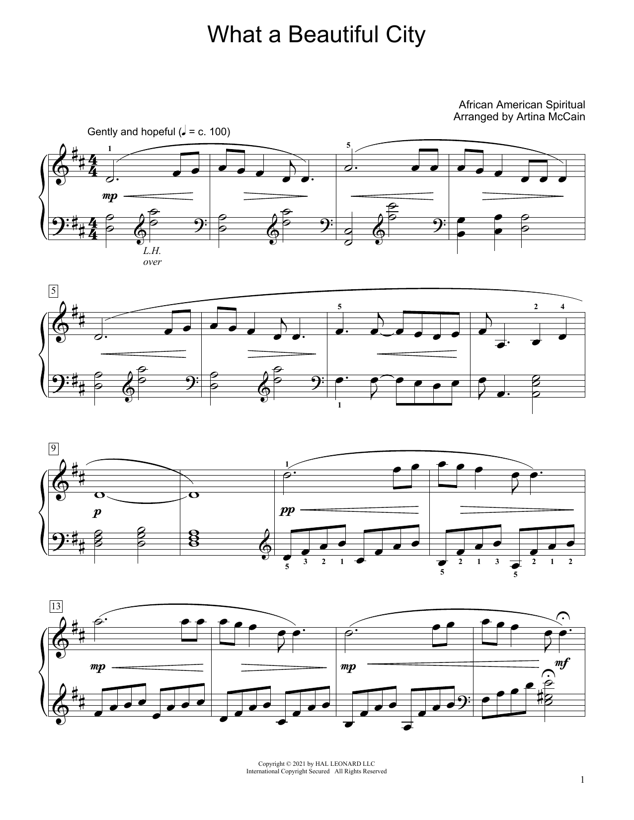 African American Spiritual What A Beautiful City (arr. Artina McCain) sheet music notes and chords arranged for Educational Piano