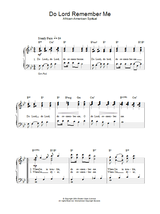 African-American Spiritual Do Lord Remember Me sheet music notes and chords. Download Printable PDF.
