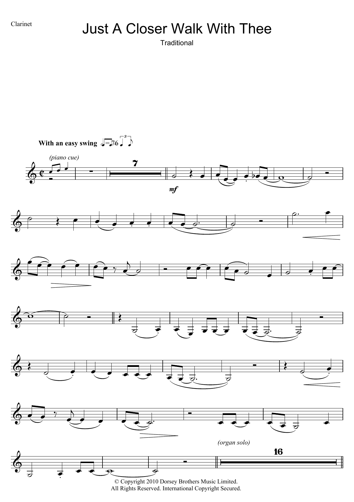 African-American Spiritual Just A Closer Walk With Thee sheet music notes and chords arranged for Flute Solo