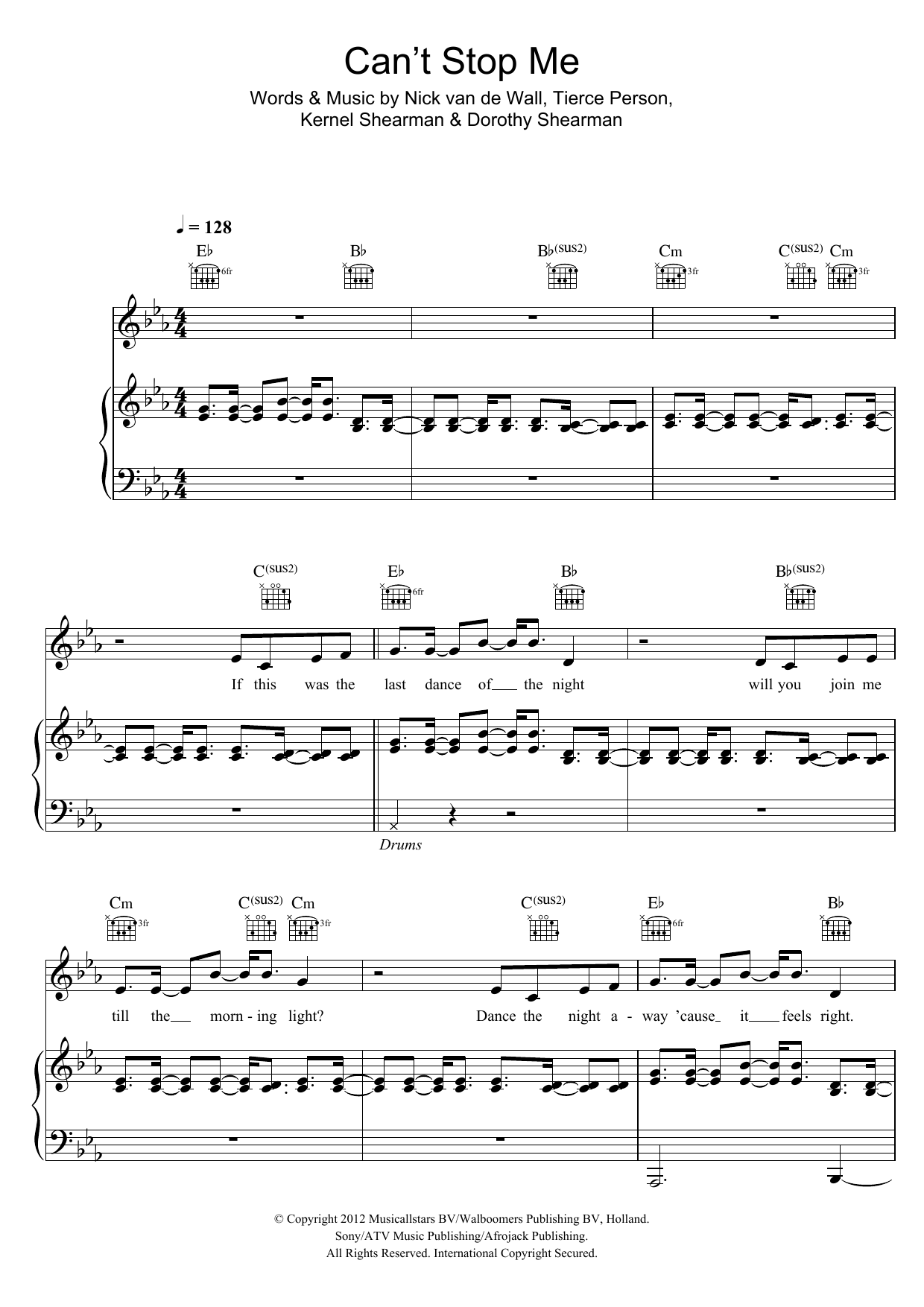Afrojack Can't Stop Me sheet music notes and chords arranged for Piano, Vocal & Guitar Chords