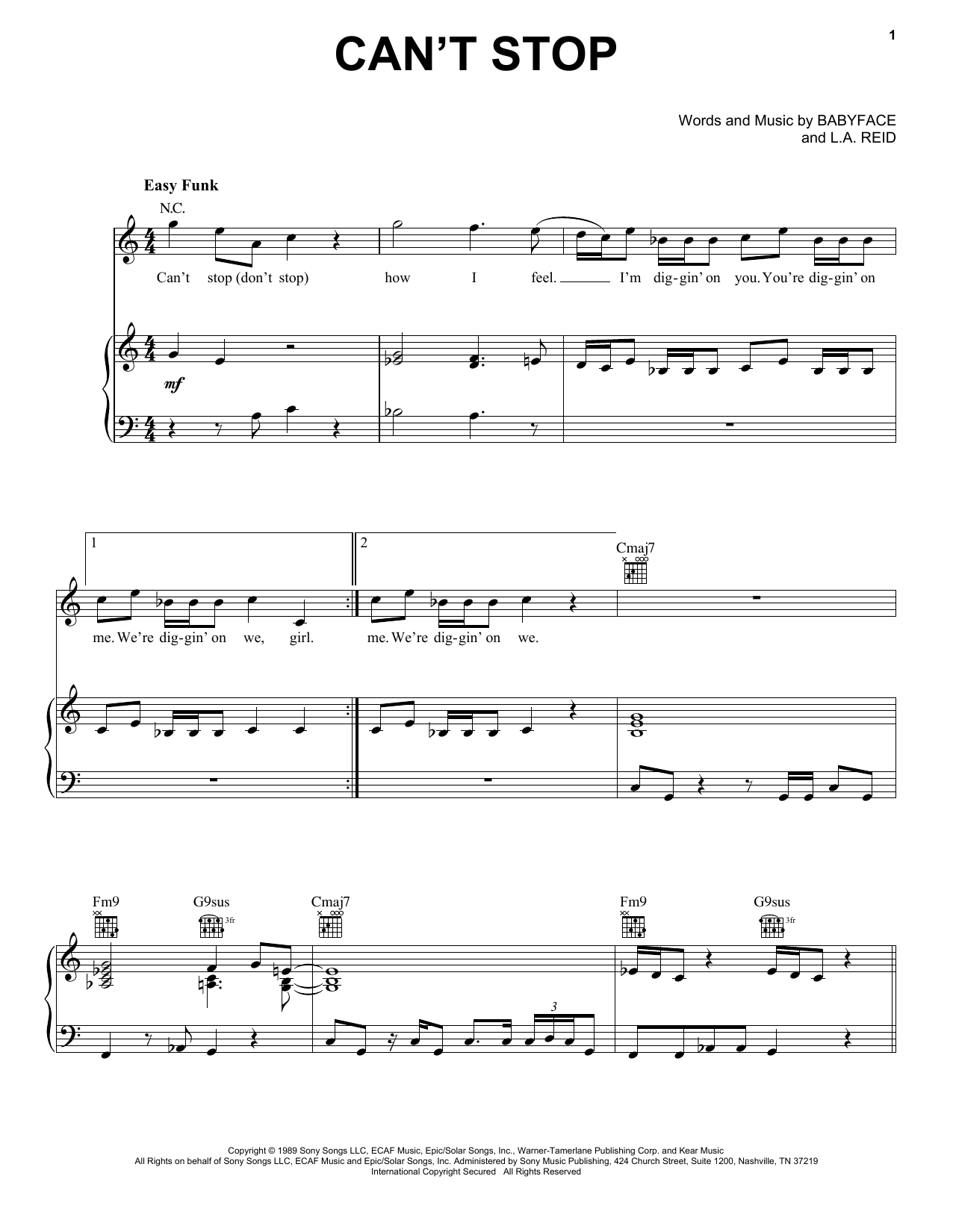 After 7 Can't Stop sheet music notes and chords arranged for Piano, Vocal & Guitar Chords (Right-Hand Melody)