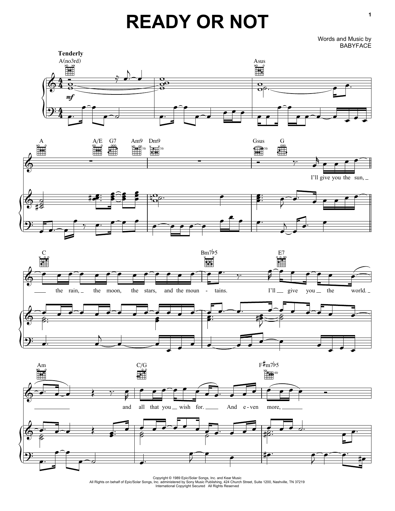 After 7 Ready Or Not sheet music notes and chords arranged for Piano, Vocal & Guitar Chords (Right-Hand Melody)