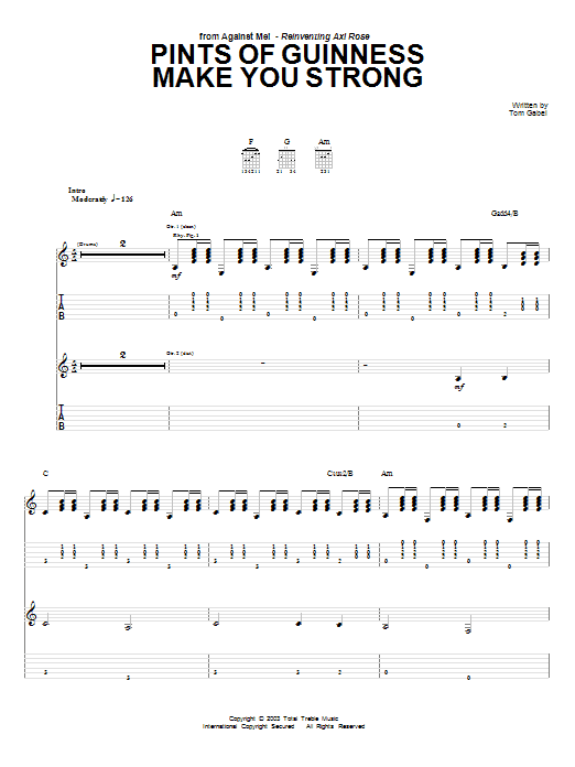 Against Me! Pints Of Guinness Makes You Strong sheet music notes and chords arranged for Guitar Tab