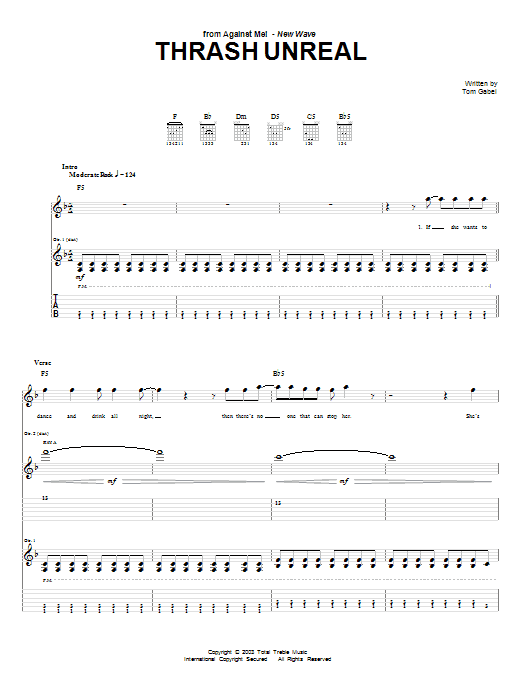 Against Me! Thrash Unreal sheet music notes and chords arranged for Guitar Tab