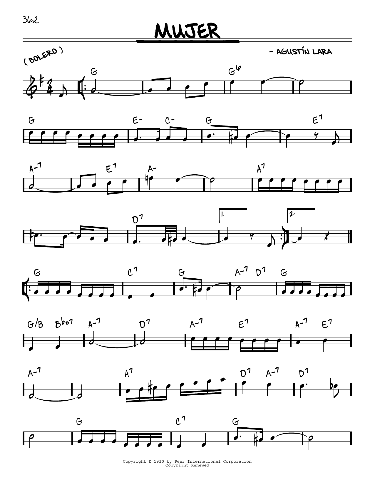 Agustin Lara Mujer sheet music notes and chords arranged for Piano, Vocal & Guitar Chords (Right-Hand Melody)