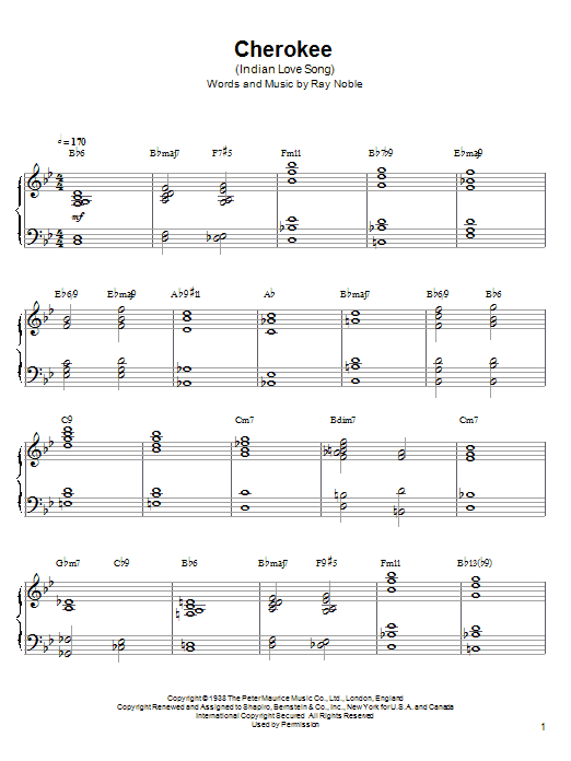 Ahmad Jamal Cherokee (Indian Love Song) sheet music notes and chords. Download Printable PDF.