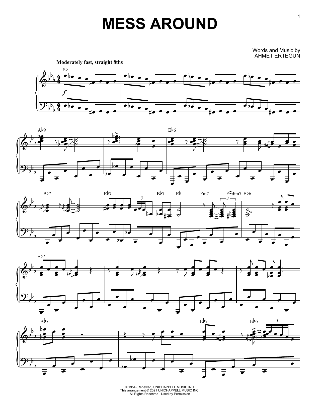 Ahmet Ertegun Mess Around (arr. Brent Edstrom) sheet music notes and chords arranged for Piano Solo