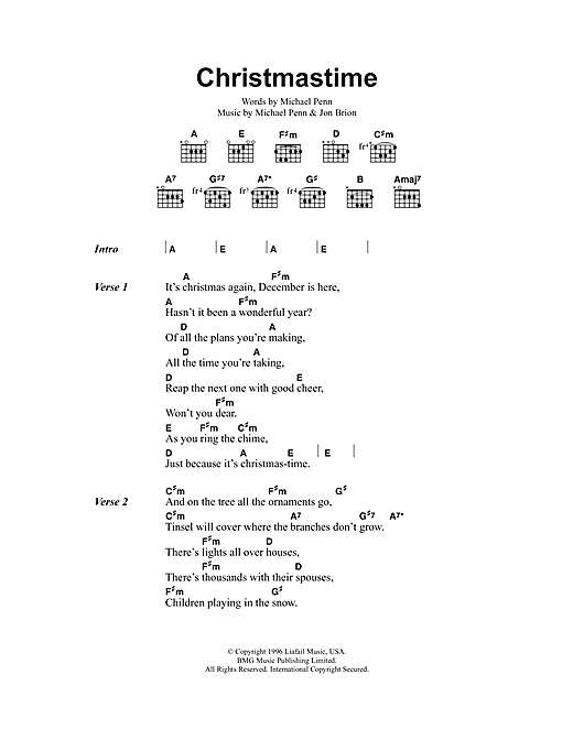 Aimee Mann Christmastime sheet music notes and chords arranged for Guitar Chords/Lyrics