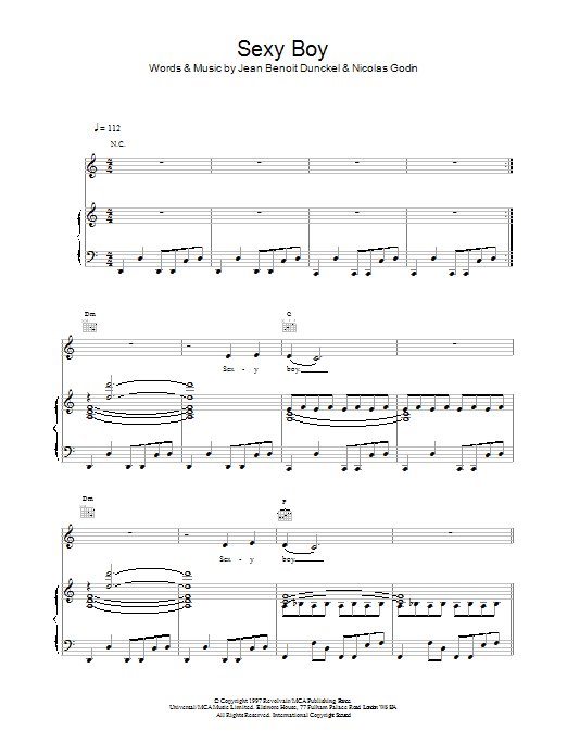 Air Sexy Boy sheet music notes and chords arranged for Piano, Vocal & Guitar Chords