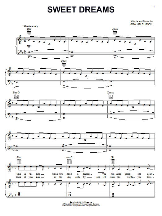 Air Supply Sweet Dreams sheet music notes and chords arranged for Lead Sheet / Fake Book