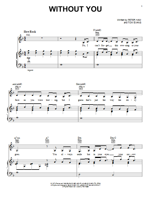 Air Supply Without You sheet music notes and chords arranged for Piano, Vocal & Guitar Chords (Right-Hand Melody)