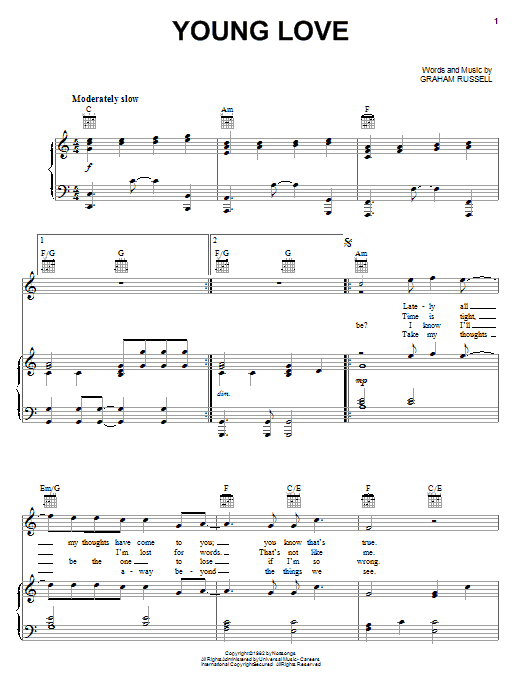 Air Supply Young Love sheet music notes and chords arranged for Piano, Vocal & Guitar Chords (Right-Hand Melody)