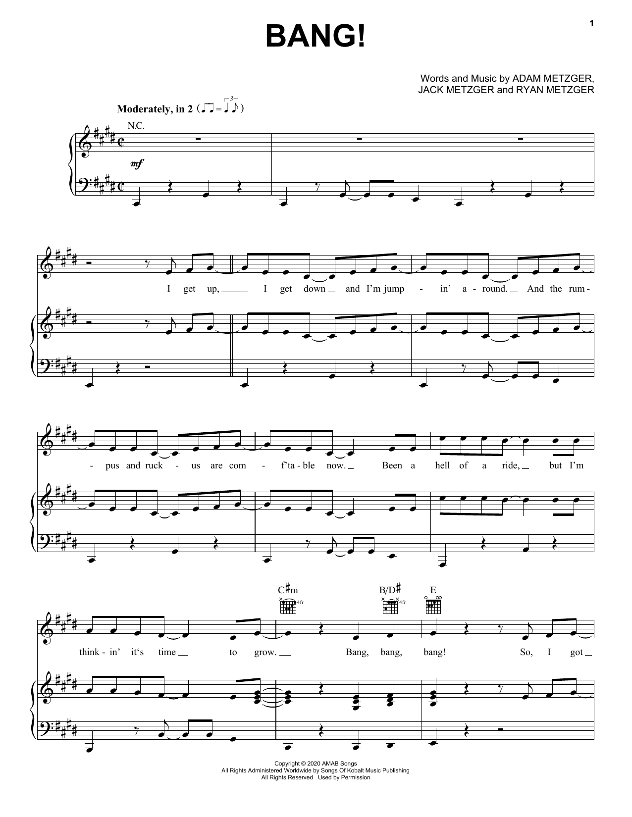 AJR Bang! sheet music notes and chords arranged for Trumpet Duet