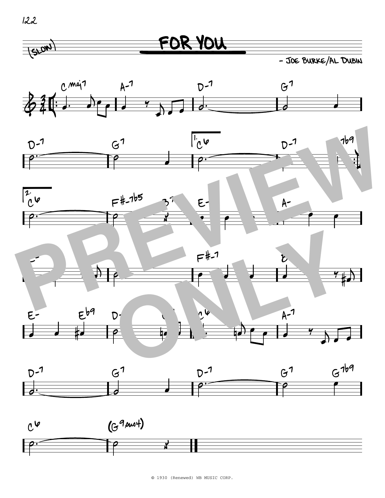 Al Dubin For You sheet music notes and chords arranged for Real Book – Melody & Chords