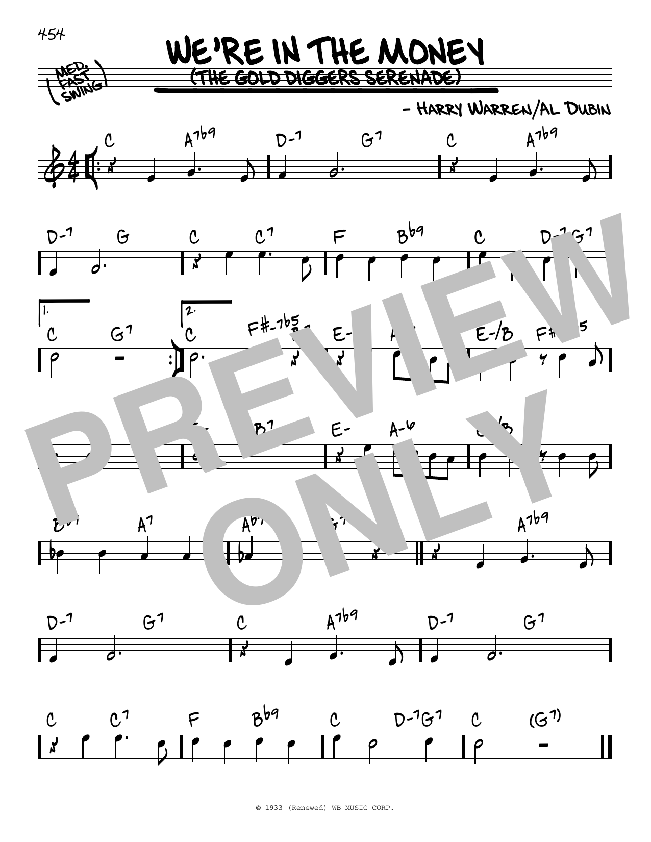 Al Dubin We're In The Money (The Gold Diggers Serenade) sheet music notes and chords arranged for Real Book – Melody & Chords