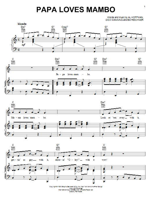 Al Hoffman Papa Loves Mambo sheet music notes and chords arranged for Piano, Vocal & Guitar Chords (Right-Hand Melody)