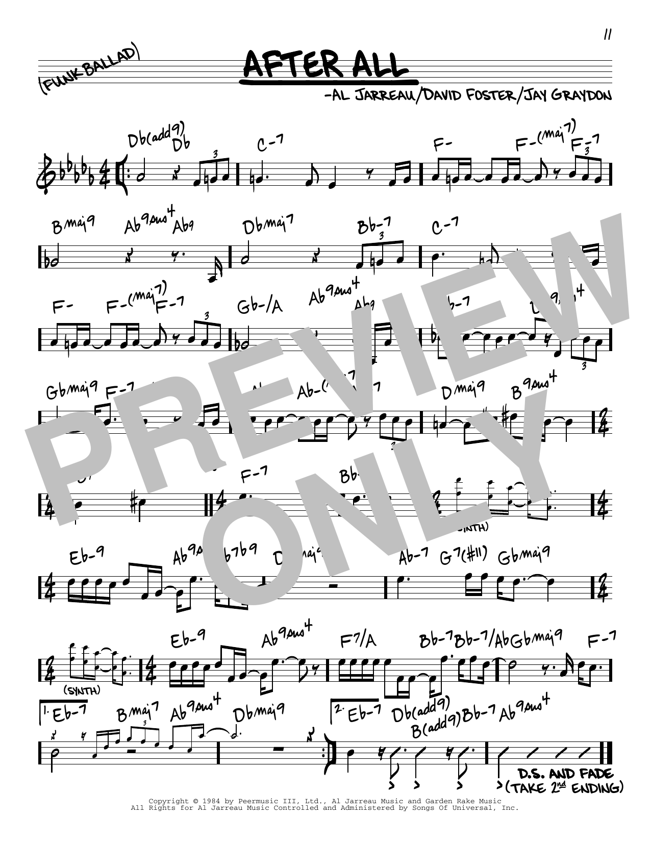 Al Jarreau After All sheet music notes and chords arranged for Real Book – Melody & Chords
