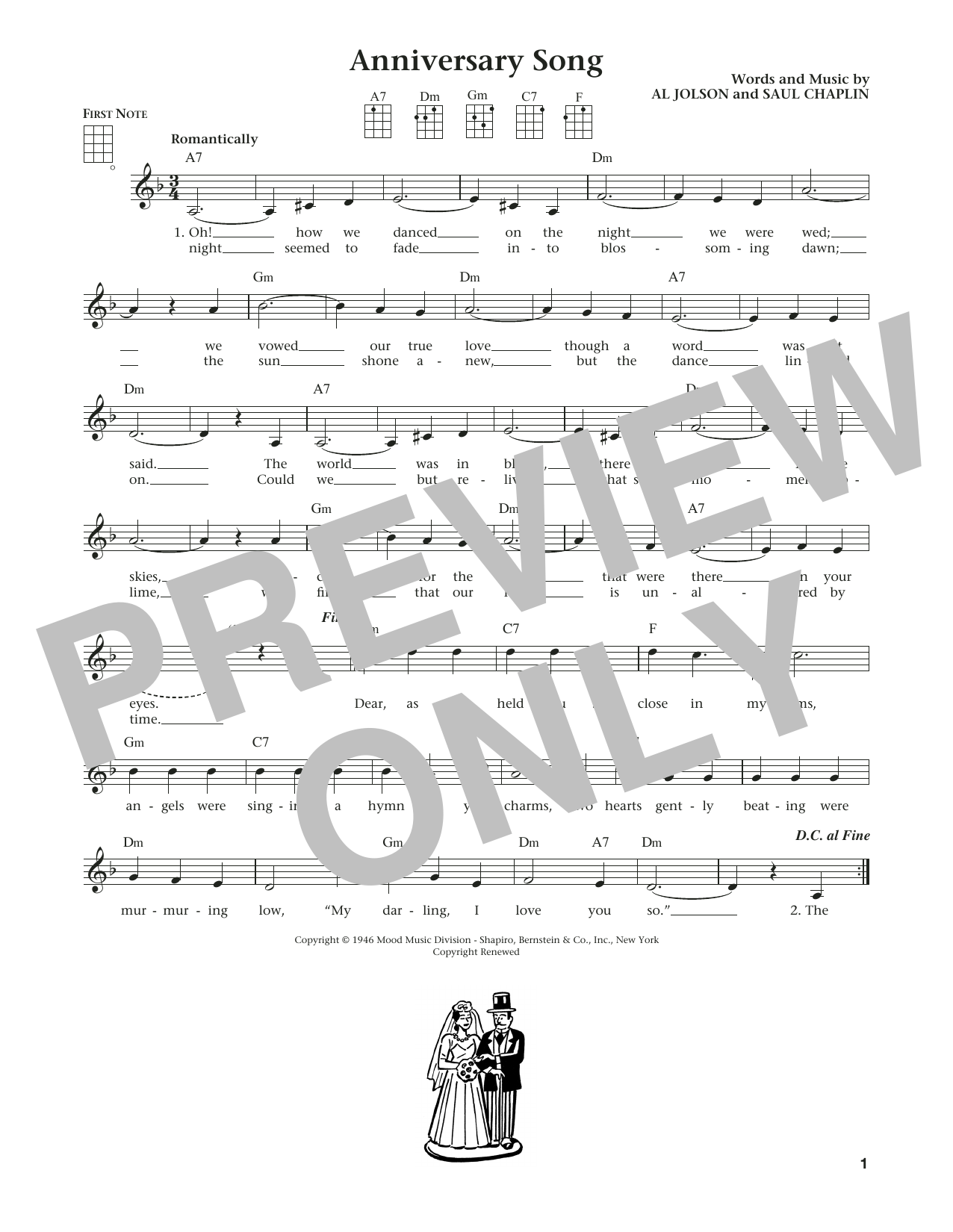 Al Jolson Anniversary Song (from The Daily Ukulele) (arr. Liz and Jim Beloff) sheet music notes and chords arranged for Ukulele