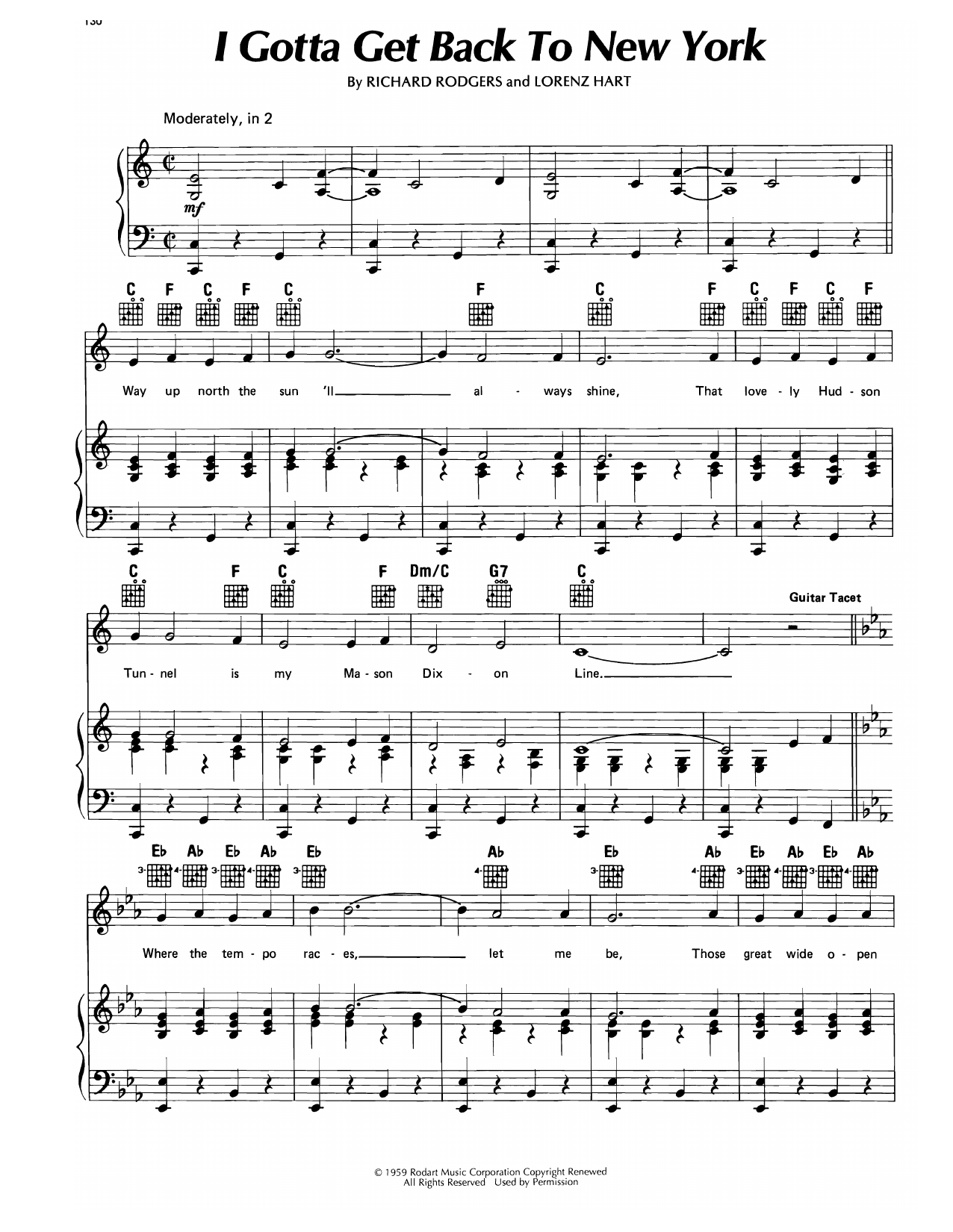 Al Jolson I Gotta Get Back To New York (from We'll Have Manhattan) sheet music notes and chords arranged for Piano, Vocal & Guitar Chords (Right-Hand Melody)
