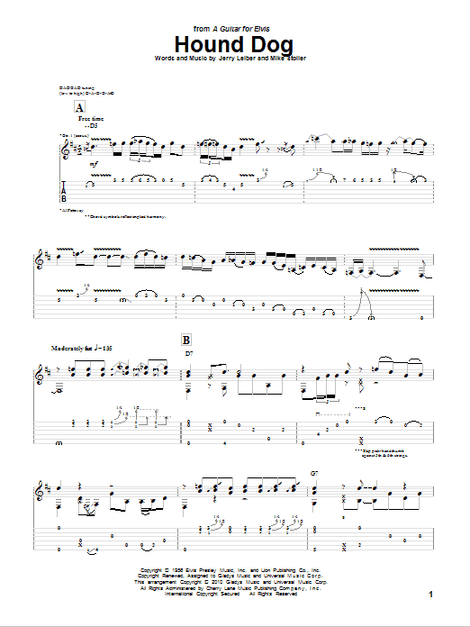 Al Petteway Hound Dog sheet music notes and chords arranged for Guitar Tab