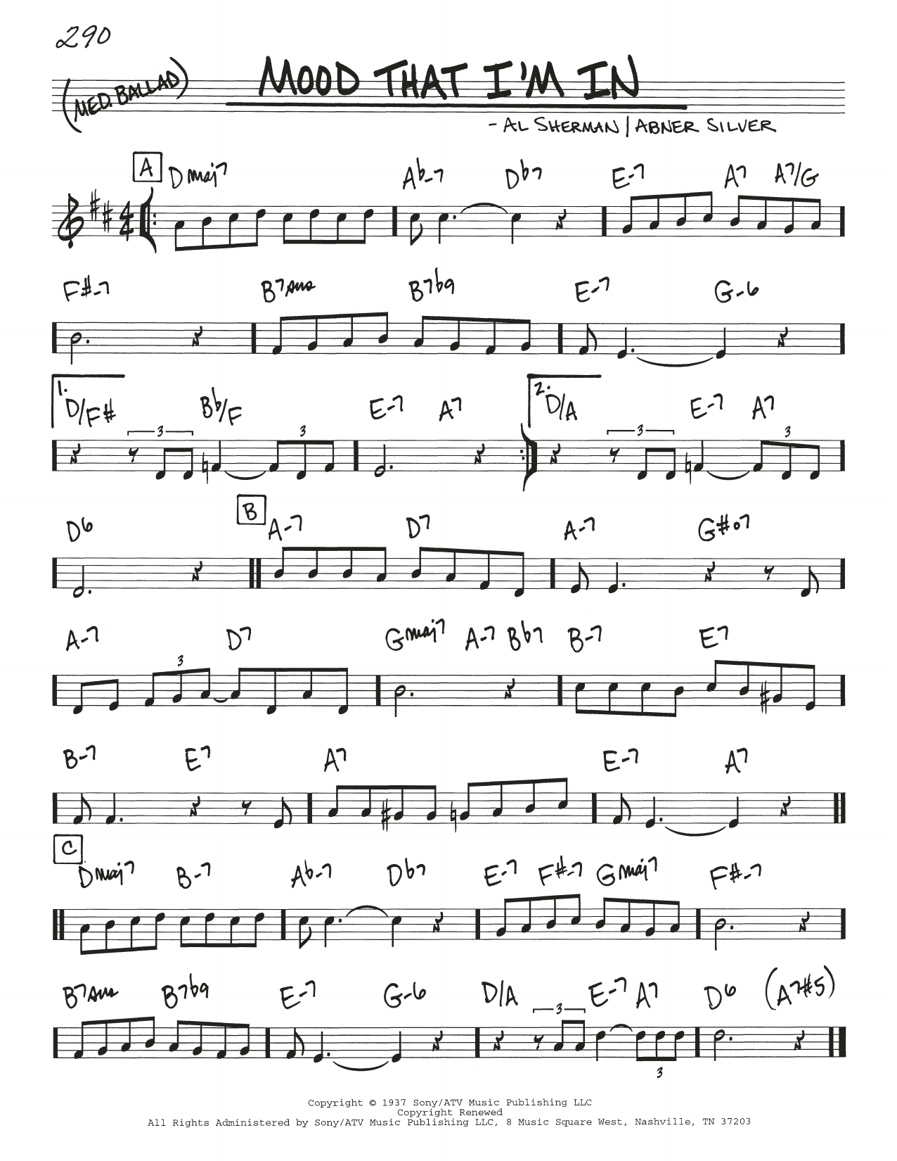 Al Sherman Mood That I'm In sheet music notes and chords arranged for Real Book – Melody & Chords