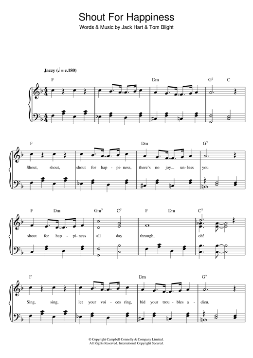 Al Bowlly Shout For Happiness sheet music notes and chords arranged for Easy Piano