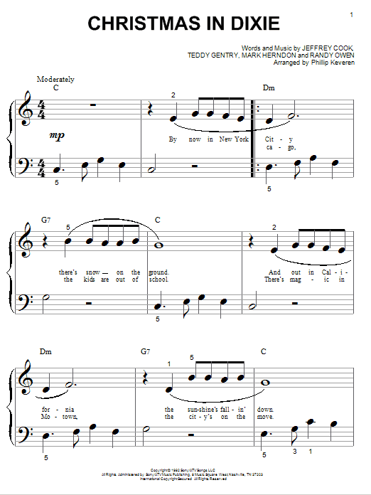 Alabama Christmas In Dixie (arr. Phillip Keveren) sheet music notes and chords arranged for Big Note Piano