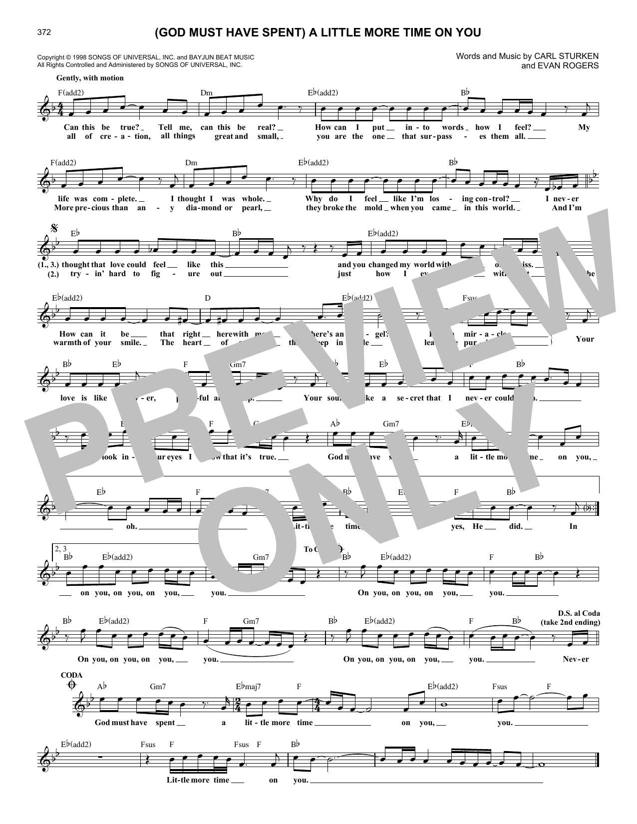 Alabama (God Must Have Spent) A Little More Time On You (feat. 'N Sync) sheet music notes and chords arranged for Lead Sheet / Fake Book