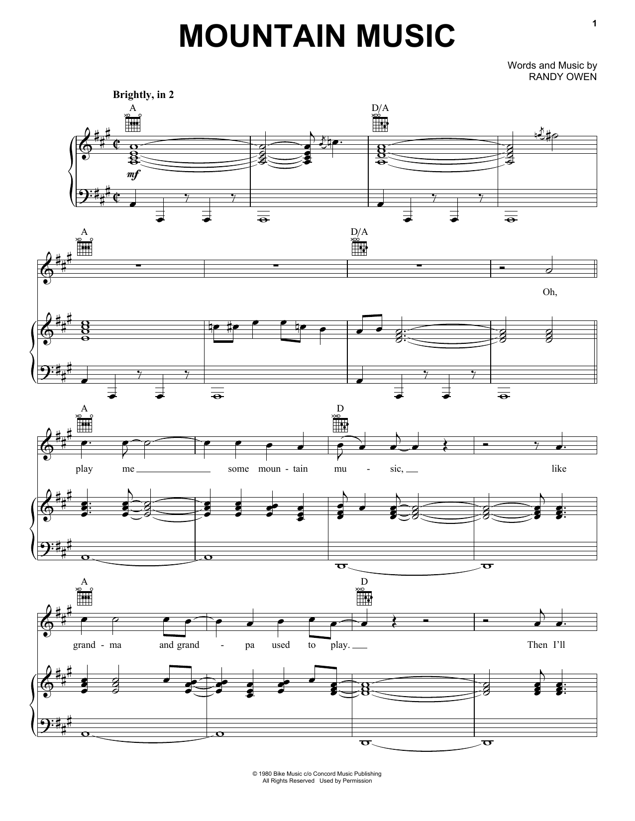 Alabama Mountain Music sheet music notes and chords arranged for Very Easy Piano