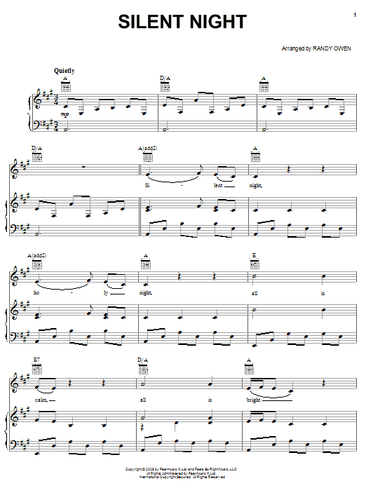 Alabama Silent Night sheet music notes and chords arranged for Piano, Vocal & Guitar Chords (Right-Hand Melody)