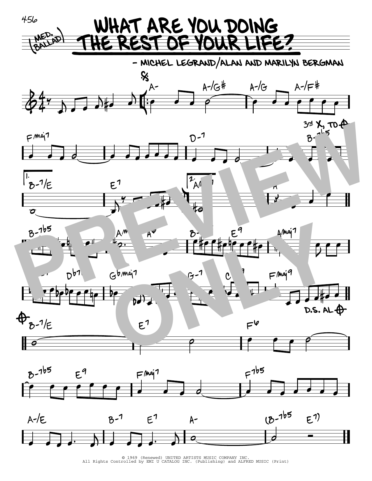 Alan Bergman What Are You Doing The Rest Of Your Life? sheet music notes and chords arranged for Real Book – Melody & Chords