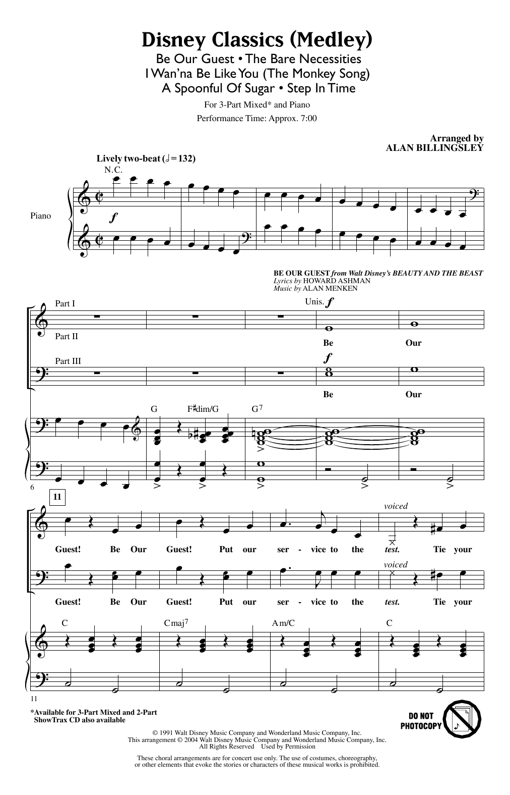 Alan Billingsley Disney Classics (Medley) sheet music notes and chords arranged for 3-Part Mixed Choir