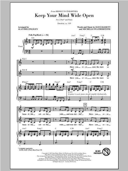 Alan Billingsley Keep Your Mind Wide Open sheet music notes and chords arranged for SATB Choir