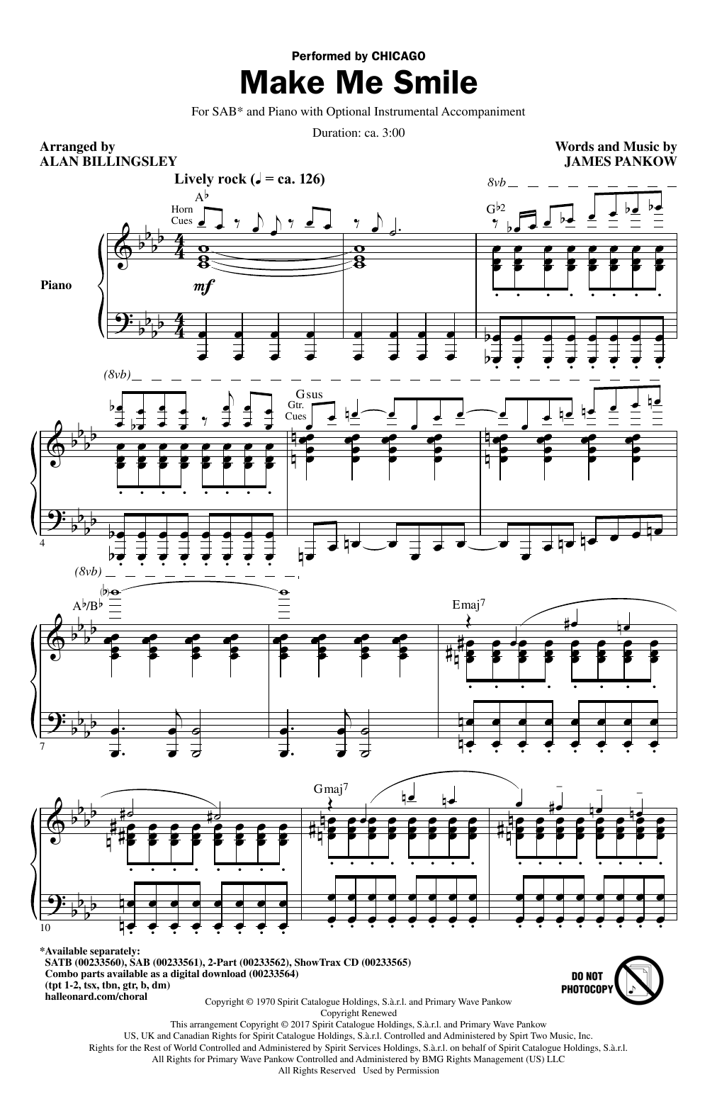 Alan Billingsley Make Me Smile sheet music notes and chords arranged for 2-Part Choir