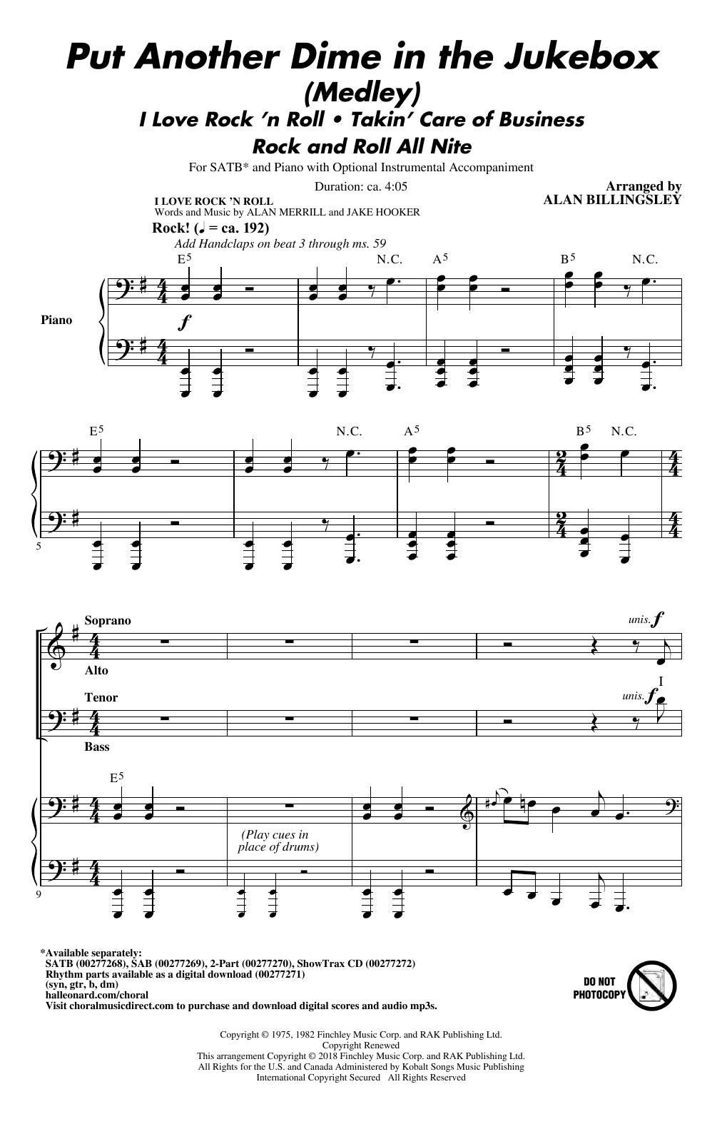Alan Billingsley Put Another Dime In The Jukebox (Medley) sheet music notes and chords arranged for 2-Part Choir
