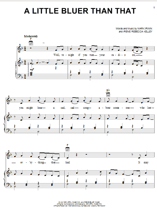 Alan Jackson A Little Bluer Than That sheet music notes and chords arranged for Piano, Vocal & Guitar Chords (Right-Hand Melody)