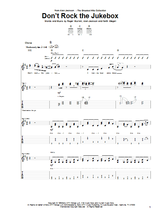 Alan Jackson Don't Rock The Jukebox sheet music notes and chords arranged for Easy Piano